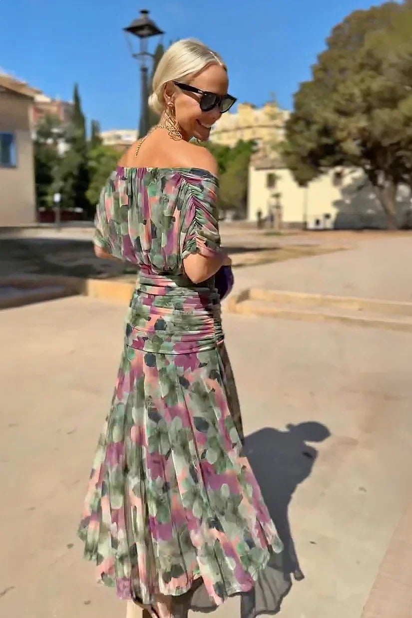 Monika | Sukienka maxi na przyjęcie z eleganckim dekoltem w serek