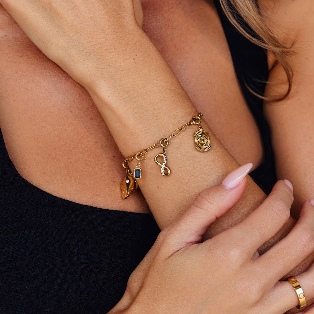 Crystal & Gold Infinity Charm