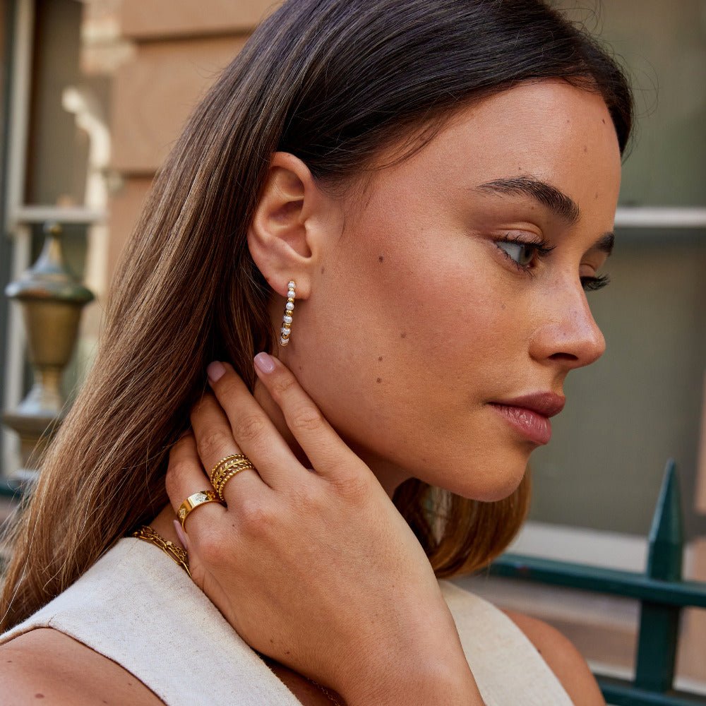 Maia Pearl & Gold Bead Earrings