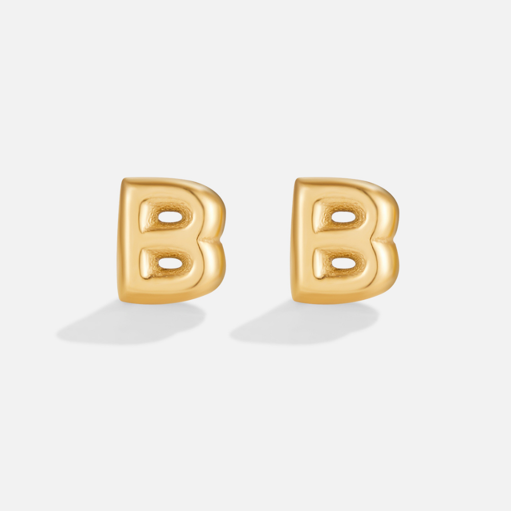 Gold Bubble Letter Earrings