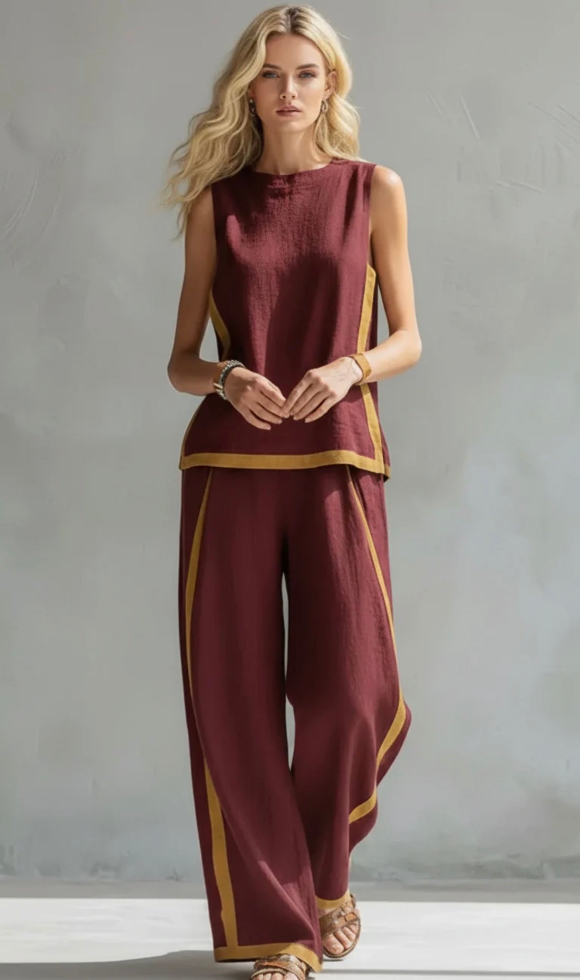 Monika | Elegancki lniany zestaw