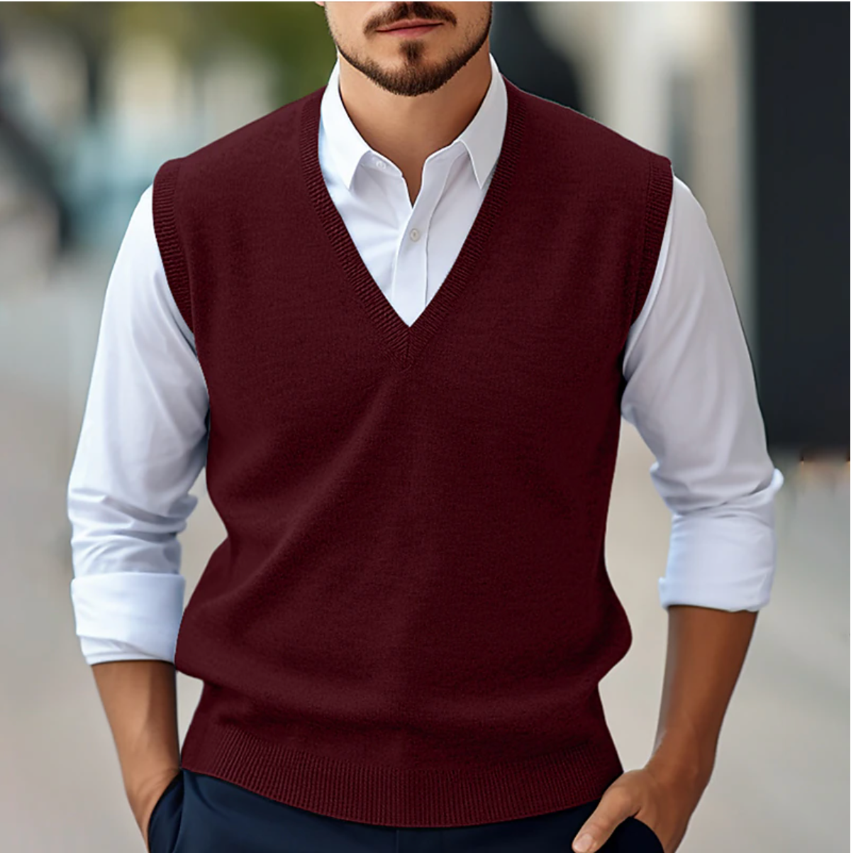 Męski Kamizelka V-Neck | Bez Rękawów