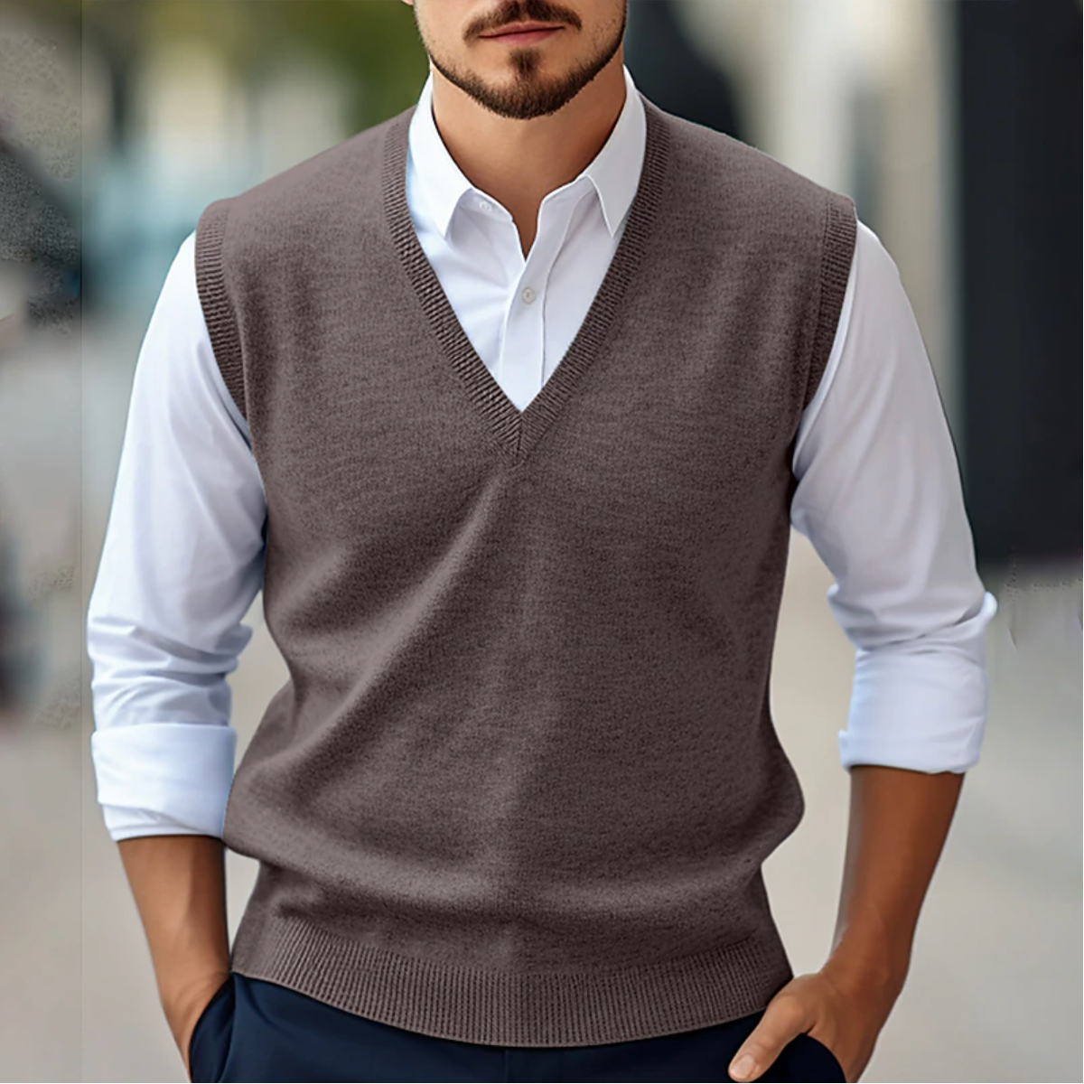 Męski Kamizelka V-Neck | Bez Rękawów