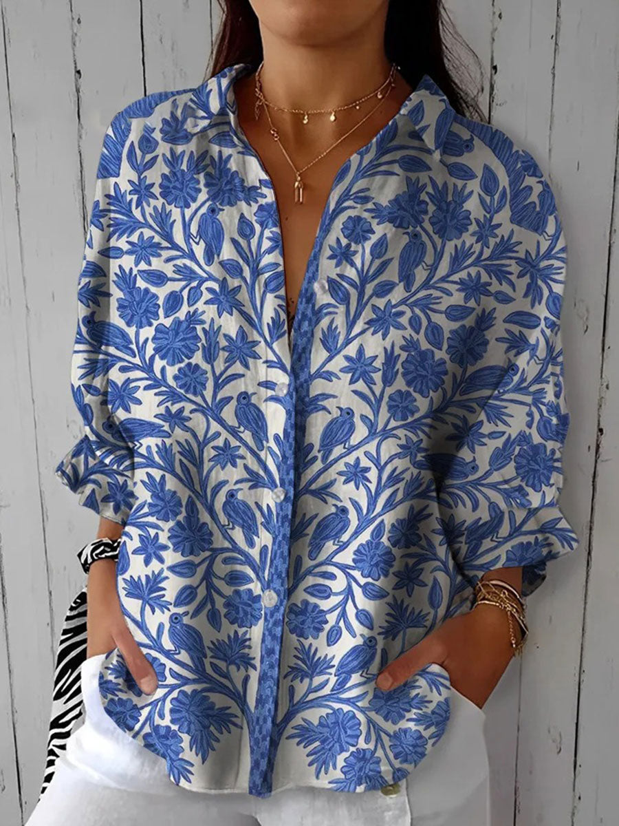 Frederikke | Niebieska Bluzka Ogrodowa