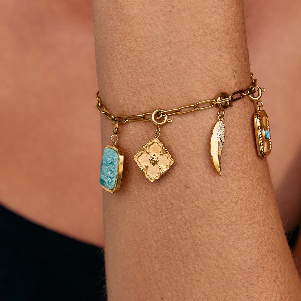 Golden Clover Leaf Charm